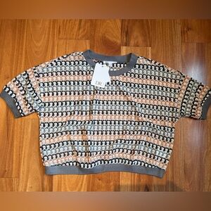 DR2 Women’s Patterned Sweater - Gray, Black, and Orange